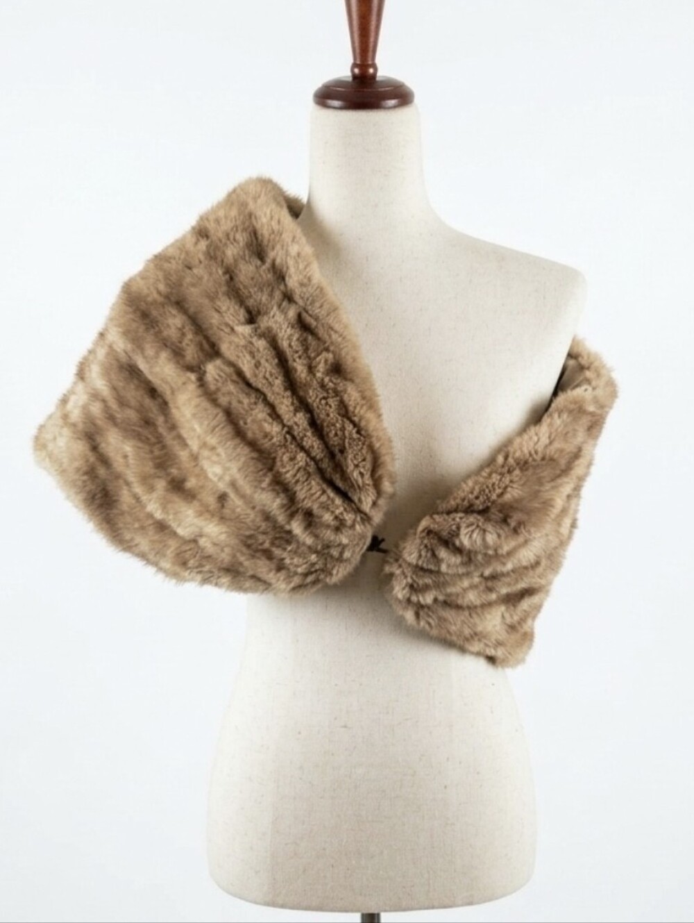 Brown Mink Fur Stole Wrap Cape Shrug Fair Size Xs